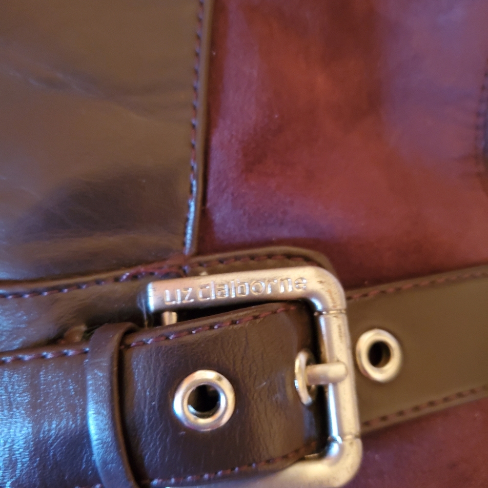 Liz Claiborne Brown and Burgundy Knee-High Heeled Boots - Picture 6 of 7
